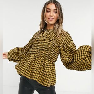 ASOS Shirred Gingham Top
